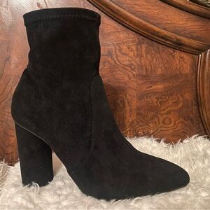 a new day Black Suede Block Heel Ankle Boots